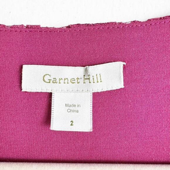 Garnet Hill Burgundy Lace Sheath Dress 3/4 Sleeve Scalloped Hemline 2 Classy - Picture 2 of 13